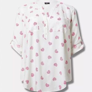 Harper Challis 3/4 Sleeve Pullover Pink Heart Tunic
